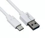 USB 3.1 Cable Type C - 3.0 A , white, PB, 2m 5Gbps, 3A charging, Polybag
